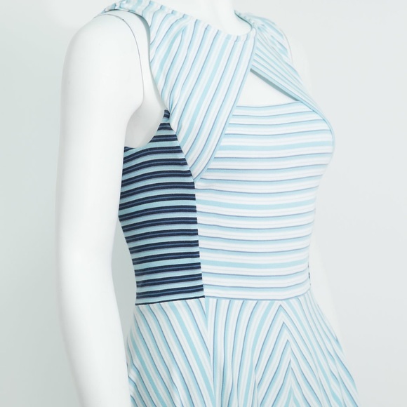 Armani Exchange Blue Striped Flare Mini Dress - Picture 2 of 4